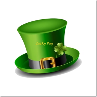 Happy St Patrick Day Green Hat Posters and Art